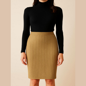 Franco Valeri Vintage Cream Gold Metallic Pencil Skirt Medium